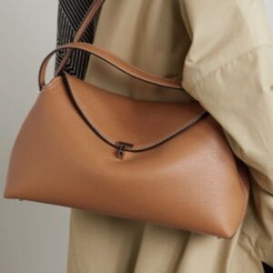 Toteme T-Lock Textured Leather Shoulder Bag